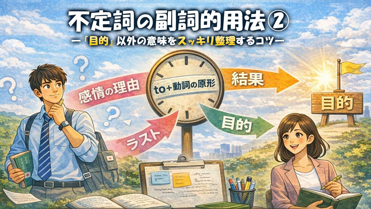 不定詞の副詞的用法②―「目的」以外の意味をスッキリ整理するコツ―